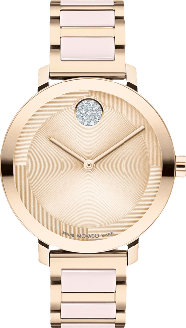 Women's Swiss Bold Evolution 2.0 Blush Ceramic & Carnation Ion Plated Steel Bracelet Watch 34mm