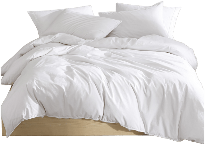 Washed Percale Cotton Solid 3 Piece Duvet Cover Set, King