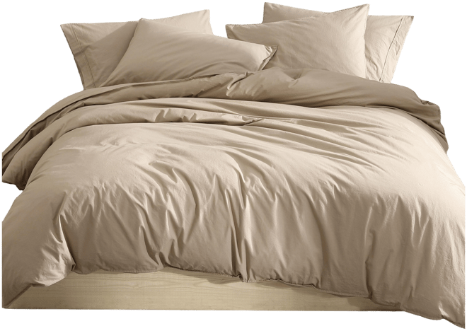 Washed Percale Cotton Solid 3 Piece Duvet Cover Set, King