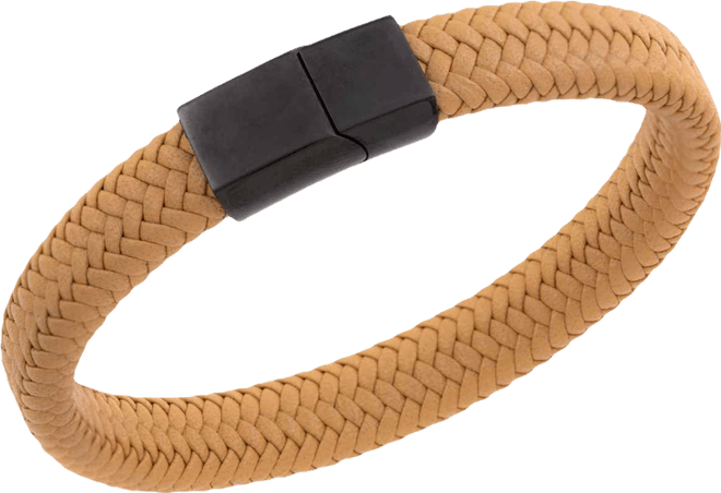 Smith Men's Braided Fiber Bracelet in Black Ion-Plated Stainless Steel