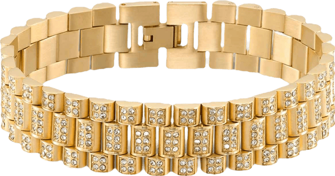 Smith Men's Crystal Watch Link Bracelet in Gold-Tone Ion-Plated Stainless Steel