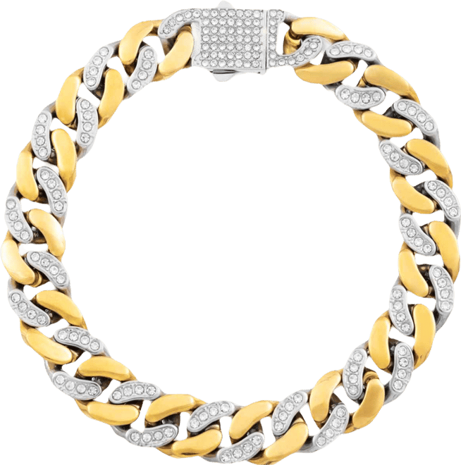 Smith Men's Crystal Curb Link Bracelet in Stainless Steel & Gold-Tone Ion-Plate