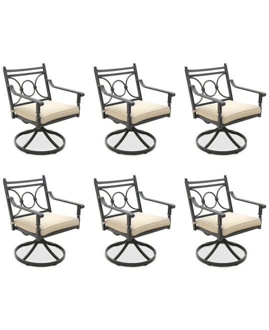 Wythburn Mix and Match Scroll Outdoor Swivel Chairs, Set of 6, Created for Macy's
