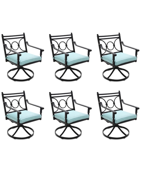 Wythburn Mix and Match Scroll Outdoor Swivel Chairs, Set of 6, Created for Macy's