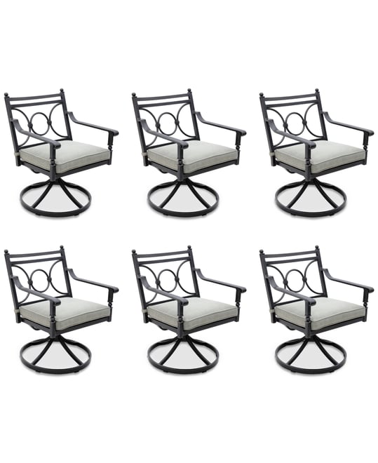 Wythburn Mix and Match Scroll Outdoor Swivel Chairs, Set of 6, Created for Macy's
