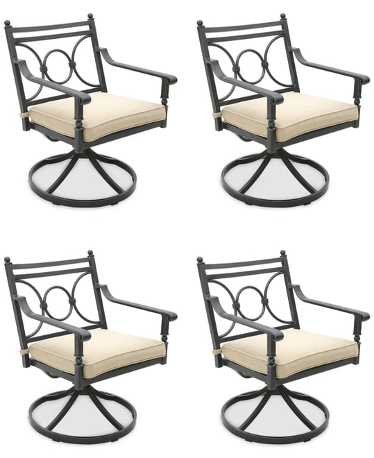 Wythburn Mix and Match Scroll Outdoor Swivel Chairs, Set of 4, Created for Macy's