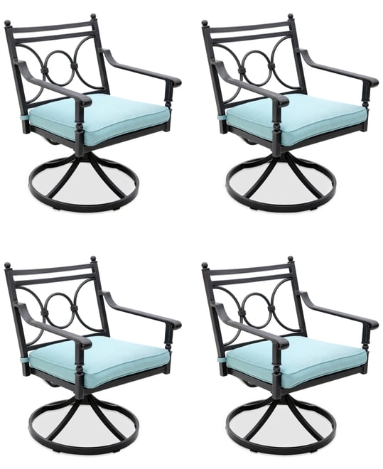 Wythburn Mix and Match Scroll Outdoor Swivel Chairs, Set of 4, Created for Macy's