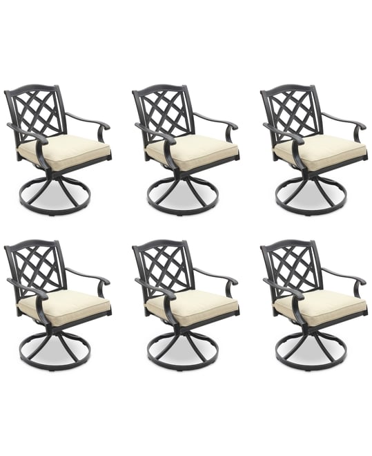Wythburn Mix and Match Lattice Outdoor Swivel Chairs, Set of 6, Created for Macy's