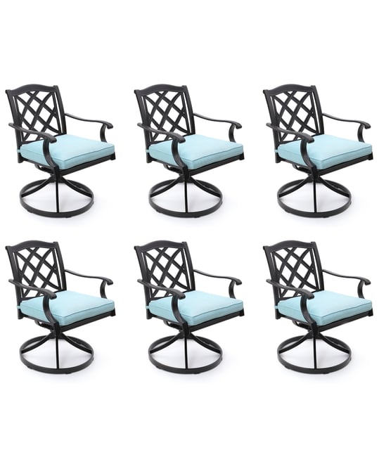 Wythburn Mix and Match Lattice Outdoor Swivel Chairs, Set of 6, Created for Macy's