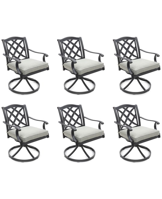 Wythburn Mix and Match Lattice Outdoor Swivel Chairs, Set of 6, Created for Macy's