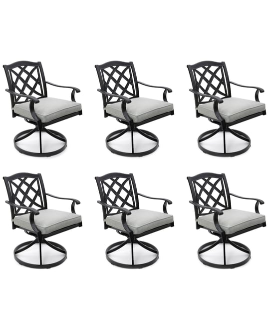 Wythburn Mix and Match Lattice Outdoor Swivel Chairs, Set of 6, Created for Macy's