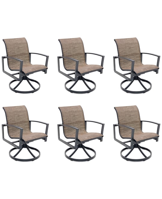 Wythburn Mix and Match Sleek Sling Outdoor Swivel Chairs, Set of 6, Created for Macy's