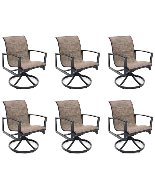 Wythburn Mix and Match Sleek Sling Outdoor Swivel Chairs, Set of 6, Created for Macy's