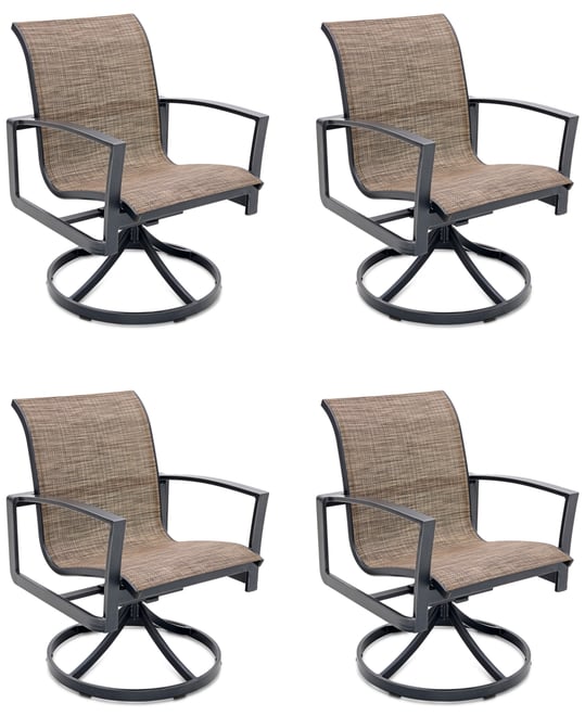 Wythburn Mix and Match Sleek Sling Outdoor Swivel Chairs, Set of 4, Created for Macy's