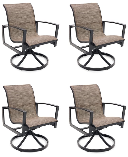 Wythburn Mix and Match Sleek Sling Outdoor Swivel Chairs, Set of 4, Created for Macy's