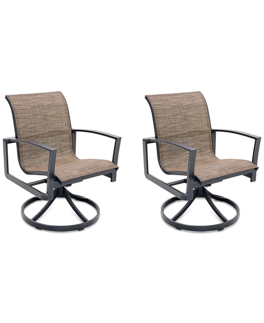Wythburn Mix and Match Sleek Sling Outdoor Swivel Chairs, Set of 2, Created for Macy's