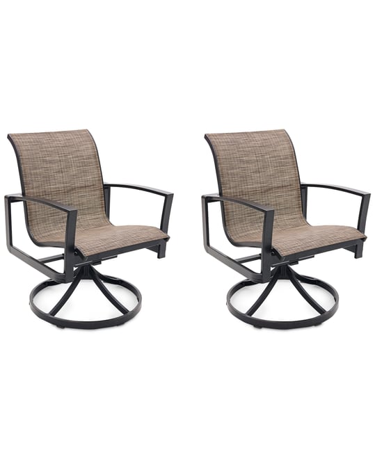 Wythburn Mix and Match Sleek Sling Outdoor Swivel Chairs, Set of 2, Created for Macy's