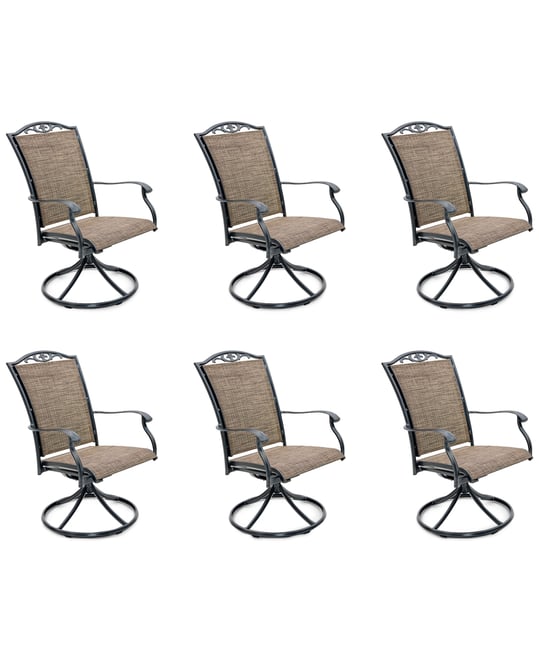 Wythburn Mix and Match Filigree Sling Outdoor Swivel Chairs, Set of 6, Created for Macy's