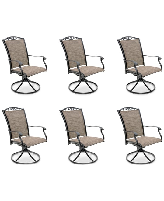 Wythburn Mix and Match Filigree Sling Outdoor Swivel Chairs, Set of 6, Created for Macy's
