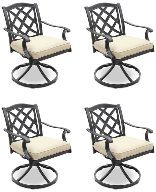 Wythburn Mix and Match Lattice Outdoor Swivel Chairs, Set of 4, Created for Macy's