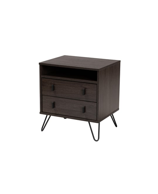 Glover Modern and Contemporary 21.7" Finished Wood and Finished Metal 2-Drawer Nightstand