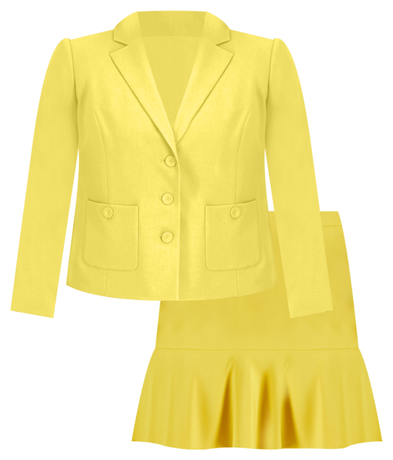 Plus Size Crepe Three-Button Flounce-Skirt Suit Set