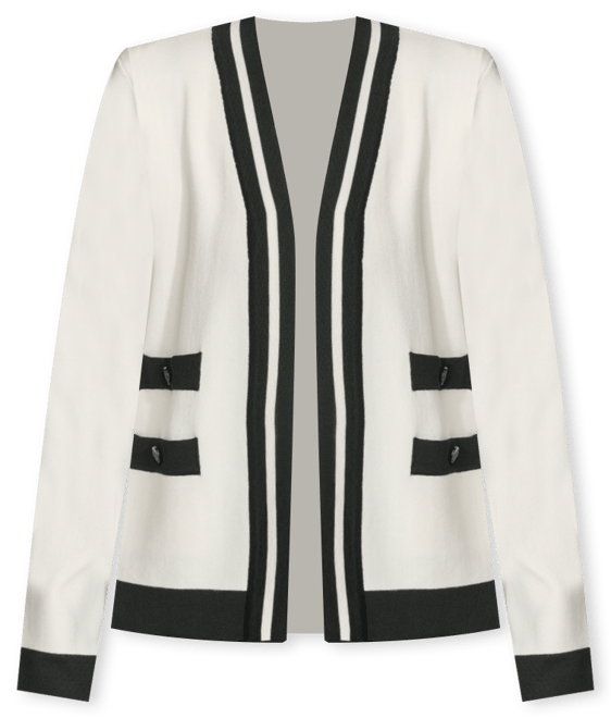Karl Lagerfeld Women's Open-Front Long-sleeve Knit Cardigan with Contrast Trim
