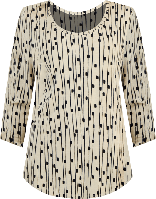Petite Printed 3/4-Sleeve Rayon Span Top, Created for Macy's