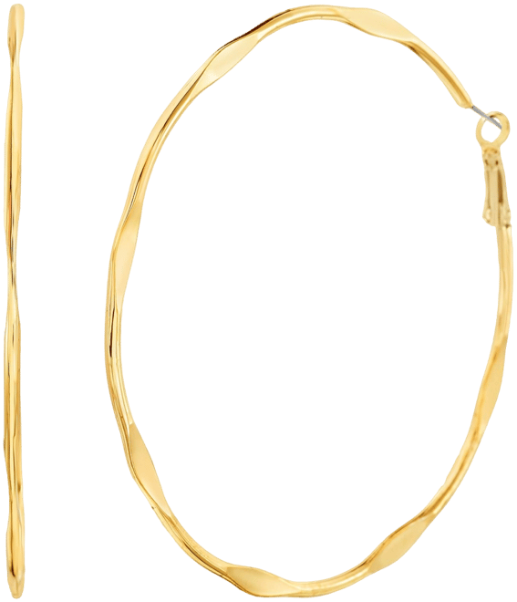 Gold-Tone Forged Section Hoop Earring