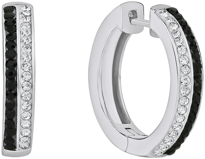 Clear And Black Crystal Hoop Earring