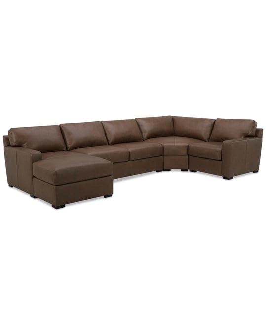 Radley 148" 4-Pc. Leather Wedge Modular Chaise Sectional, Created for Macy's