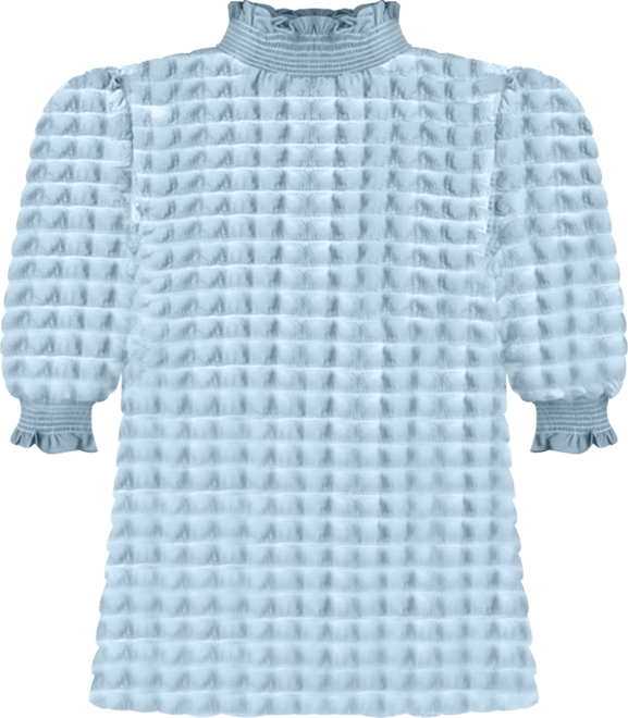 Women's Textured Mock Neck Short Sleeve Blouse