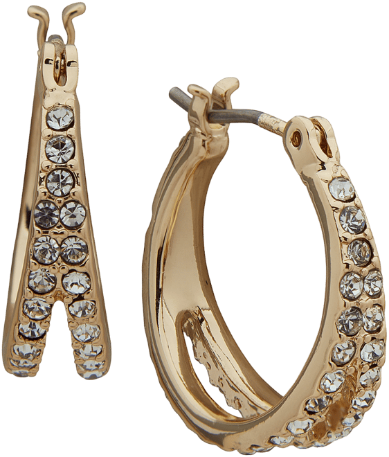 KARL LAGERFELD PARIS Gold-Tone Pavé Split Hoop Earrings - Macy's