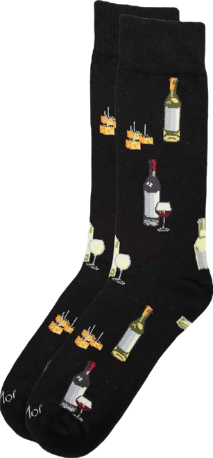 Men's Wine and Cheese Novelty Crew Socks