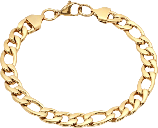 Men's 18k Gold-Plated Stainless Steel Figaro Link Bracelet