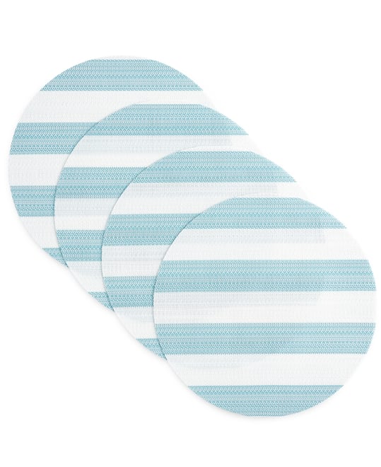 Basics Cabana Stripe Indoor/Outdoor Placemats 4-Pack Set, Reversible, 15" Round