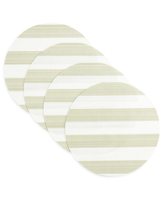 Basics Cabana Stripe Indoor/Outdoor Placemats 4-Pack Set, Reversible, 15" Round