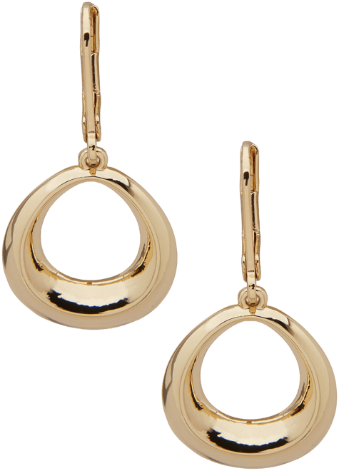 Gold-Tone Bevel Open Oval Drop Earrings