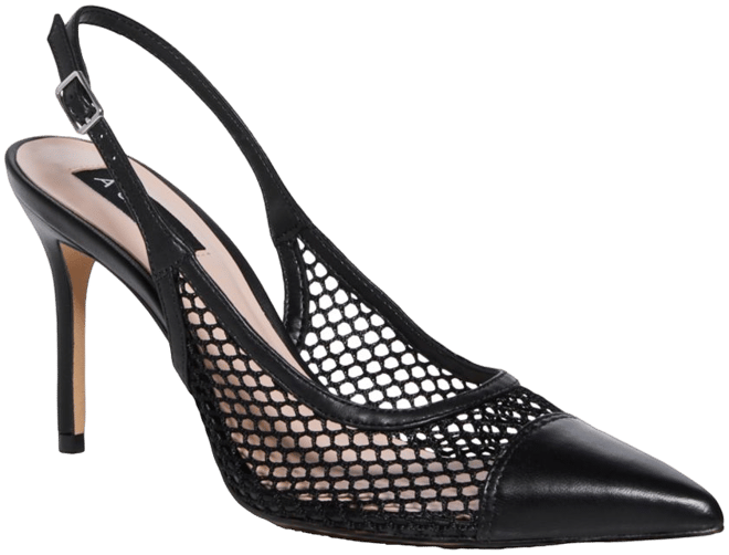 Women's Pointed Toe Mesh Black High Heel Slingback Pumps - 100% Exclusive