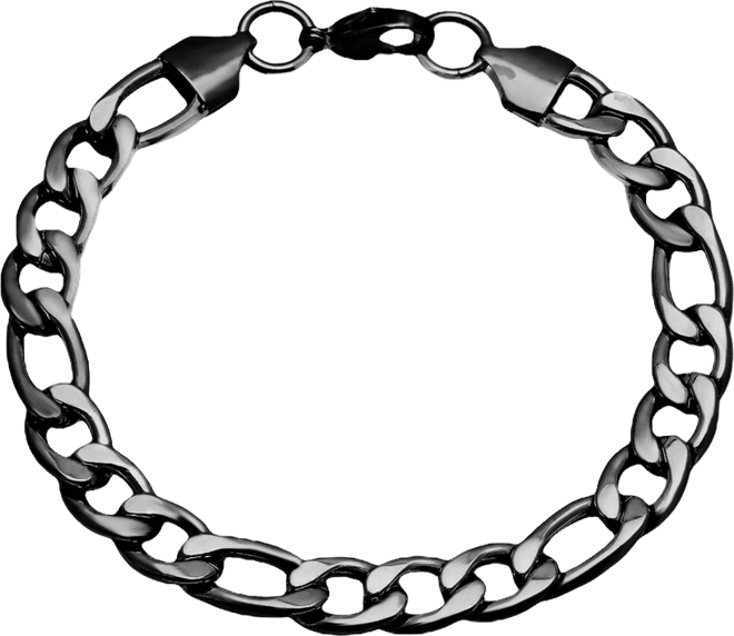Men's Black Ip Stainless Steel Franco Link Chain Bracelet
