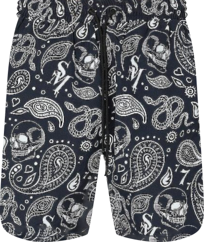 Men's Paisley Skulls Beach Shorts