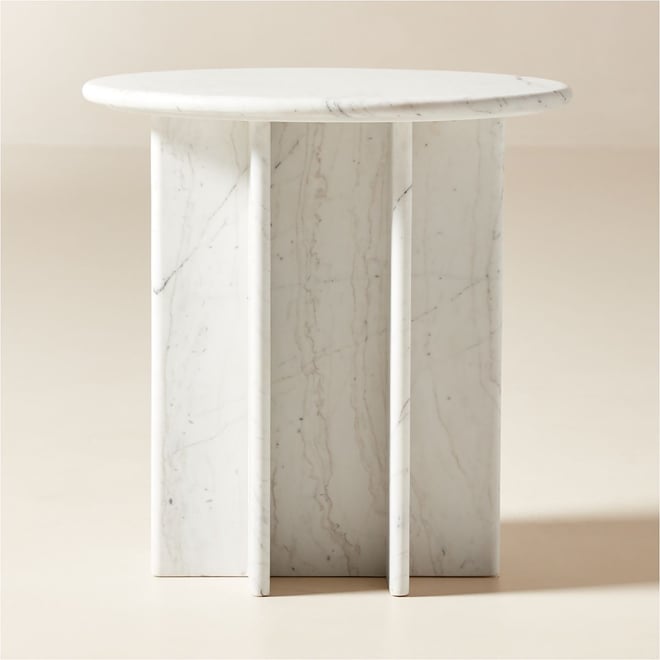 Pasar White Marble Side Table | CB2 Canada