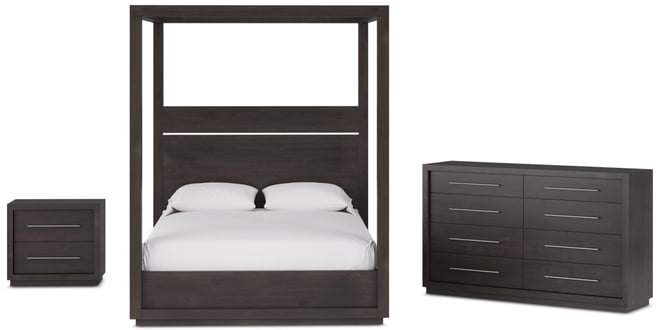 Tivie 3pc Bedroom Set (Queen Canopy Bed + Dresser + Nightstand), Created for Macy's