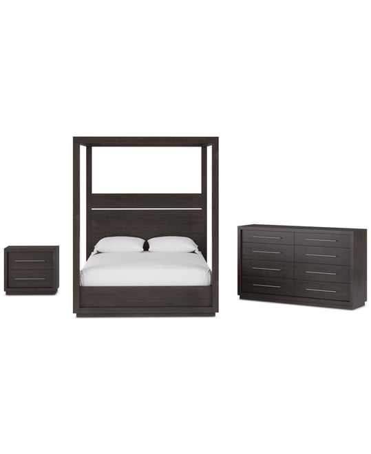 Tivie 3pc Bedroom Set (California King Canopy Bed + Dresser + Nightstand), Created for Macy's