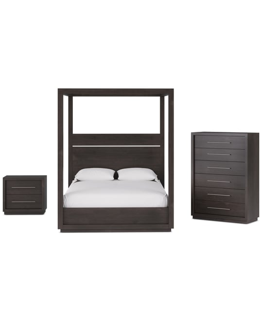 Tivie 3pc Bedroom Set (California King Canopy Bed + Chest + Nightstand), Created for Macy's