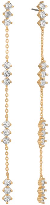 Linear Crystal 18k Gold Plated Drop Earrings