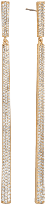 Straight Drop 18k Gold Plated Crystal Dangle Earrings