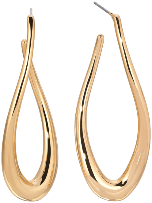 Oblong 18k Gold Plated Abstract Hoop Earring