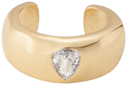 Hammered Earring Cuff with Pear Cz