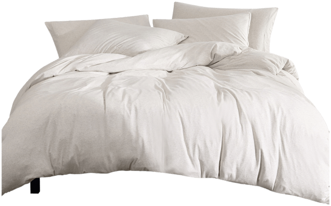 Modern Cotton Melange Tencel Jersey 3 Piece Duvet Cover Set, Queen